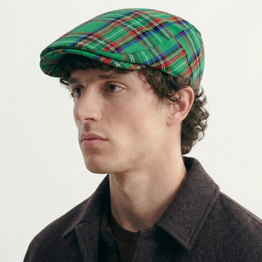 Men's Plaid Beret Cap