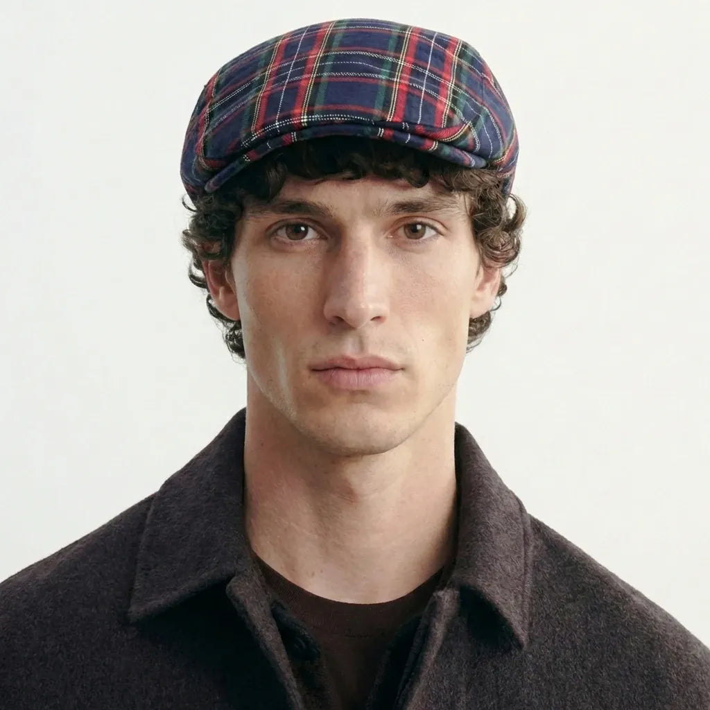 Men's Plaid Beret Cap