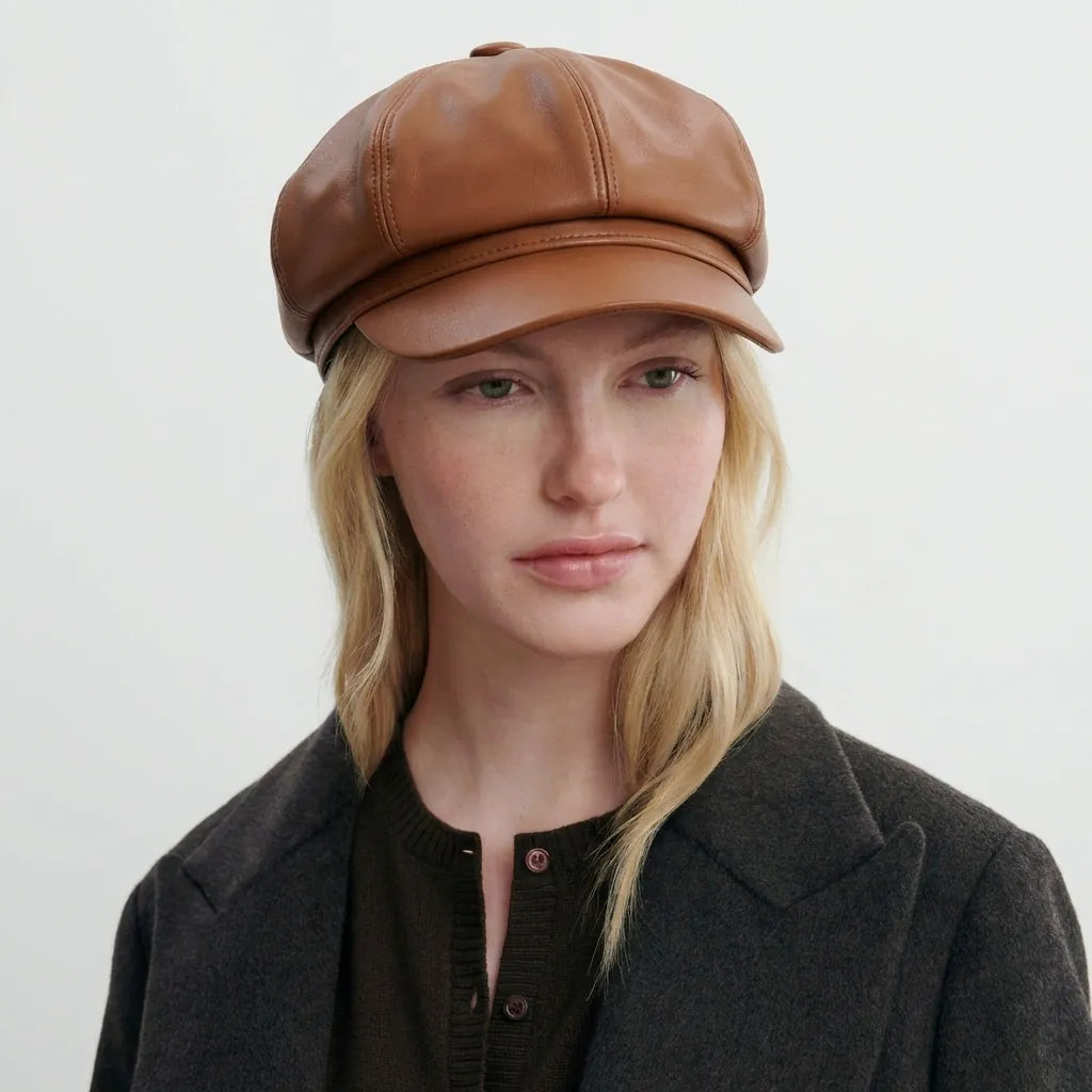 Women's Leather Gavroche Cap