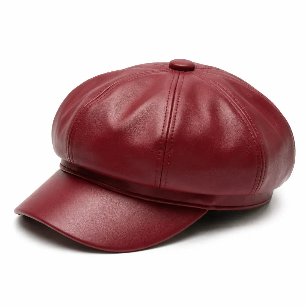 Women's Leather Beret Cap