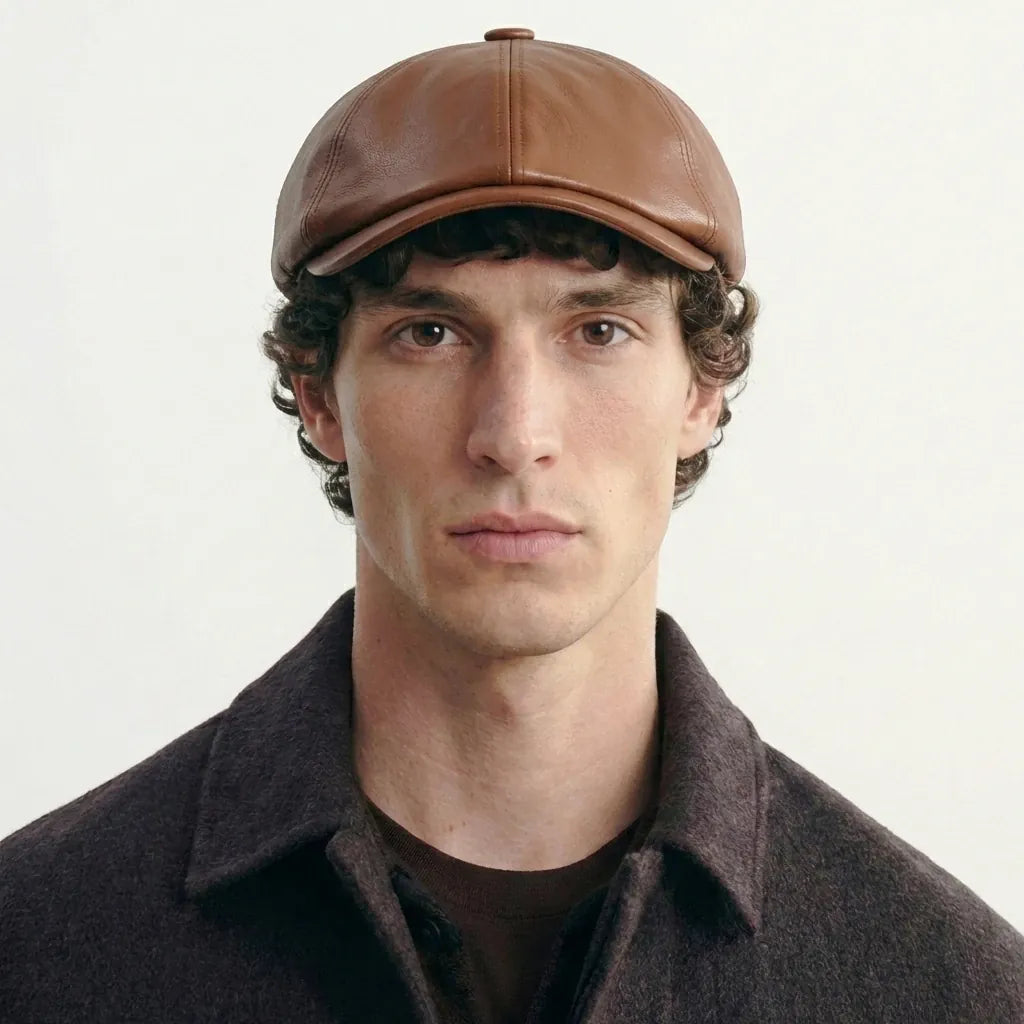 Men's Leather Gavroche Cap