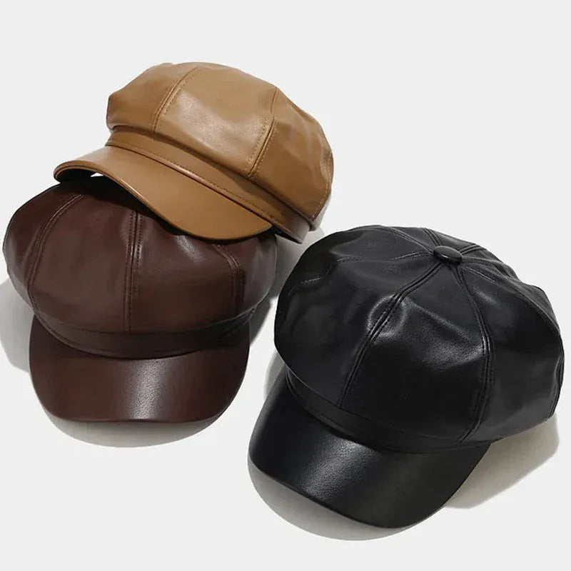 Women's Leather Gavroche Cap