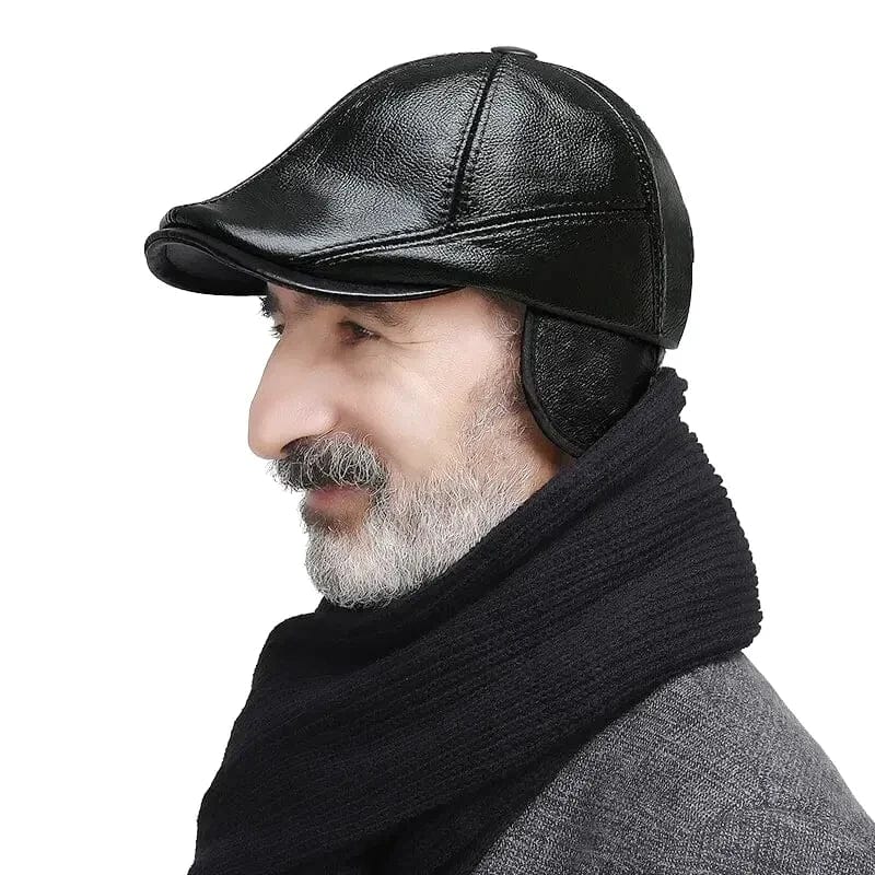 Leather Cap with Ear Flaps