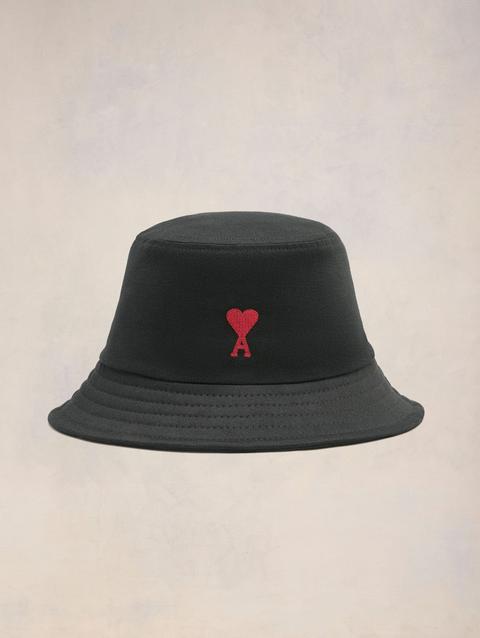 Ami Paris Red Ami de Coeur Embroidery Bucket Hat