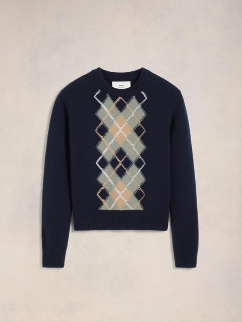 Ami Paris Argyle Crew Neck Sweater