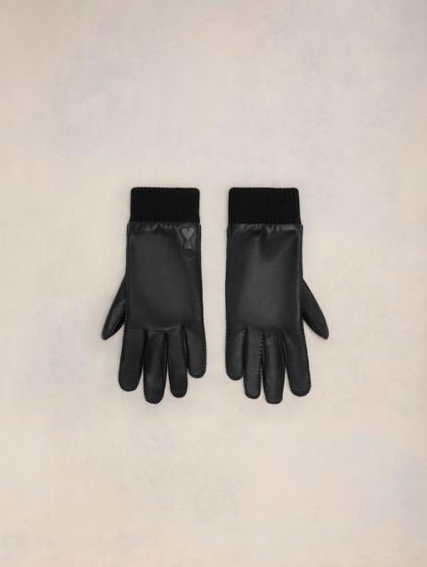 Ami Paris Ami de Coeur Leather Patch Gloves